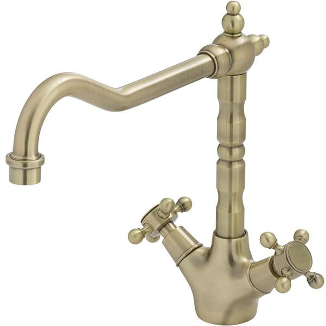 Fienza Lillian Shepherds Crook Sink Mixer - Champagne