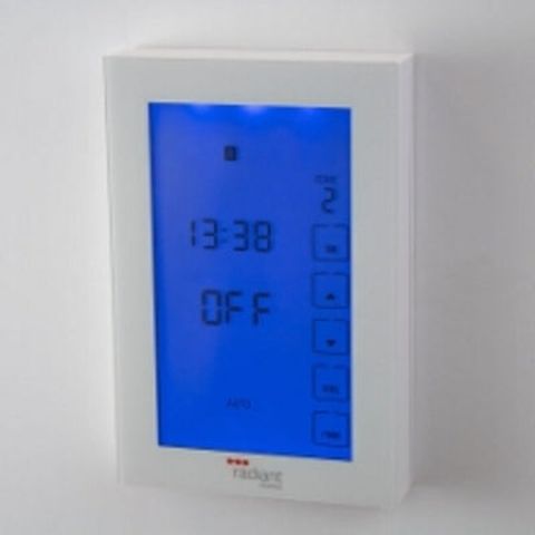 Radiant Glass Fronted Vertical Dual Purpose Thermostat & Timer Switch White Gtsw-Dual-V