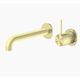 Nero Mecca Wall Basin Mixer Separate Back Plate Handle Up 230Mm Spout Brushed Gold