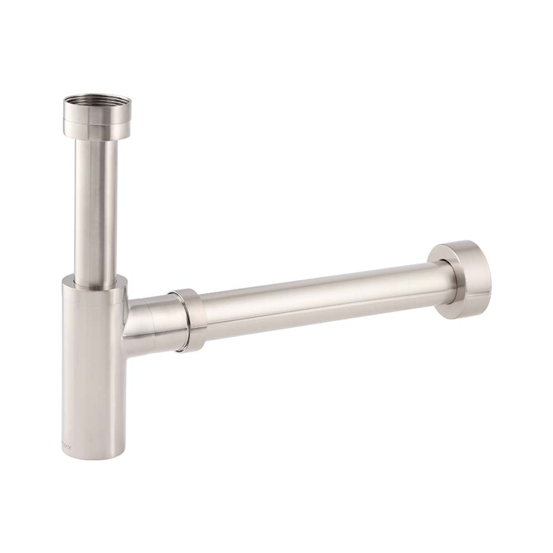 Brasshards Mixx Brass Bottle Trap Round Brushed Nickel