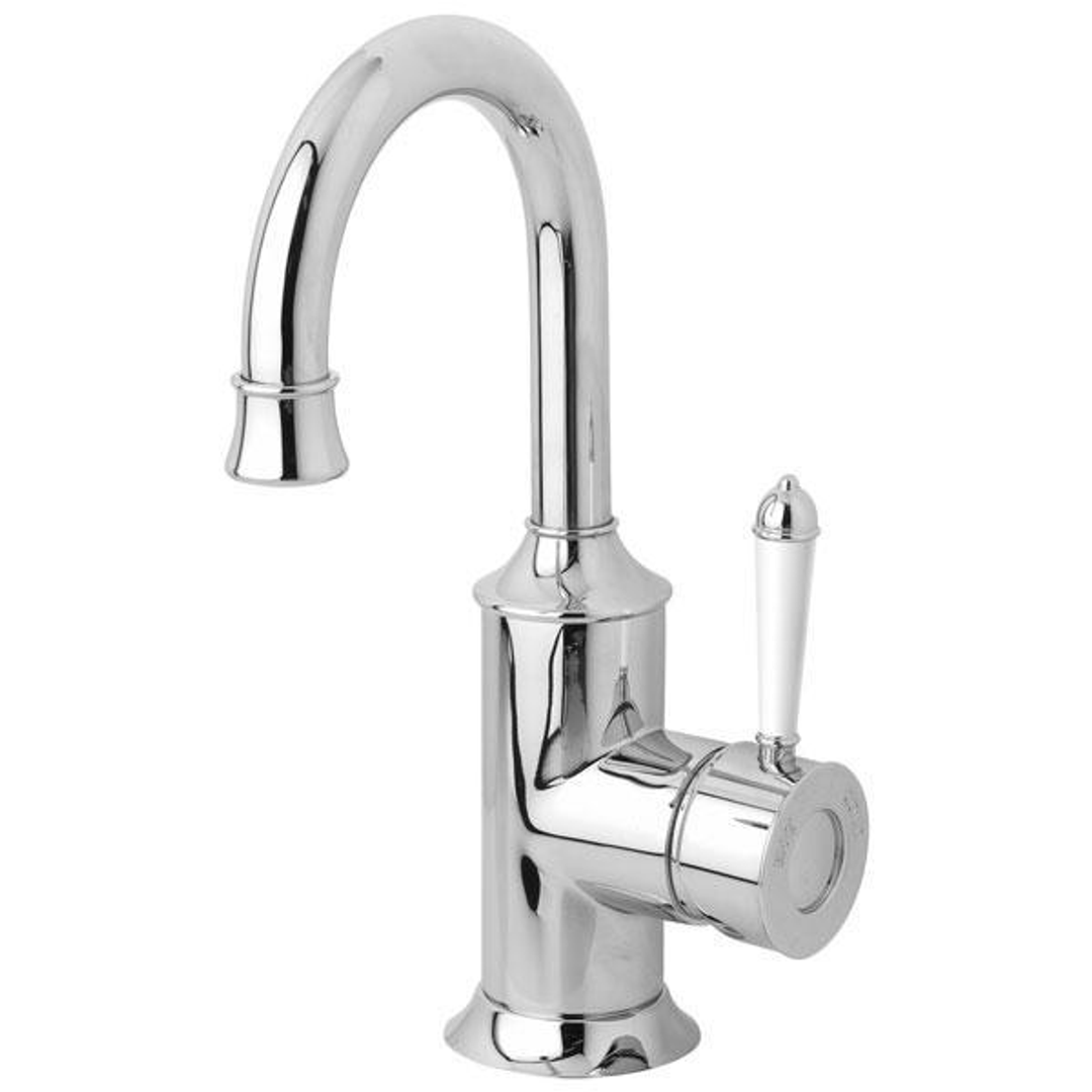 Phoenix Nostalgia Basin Mixer 120mm Gooseneck - Chrome/White