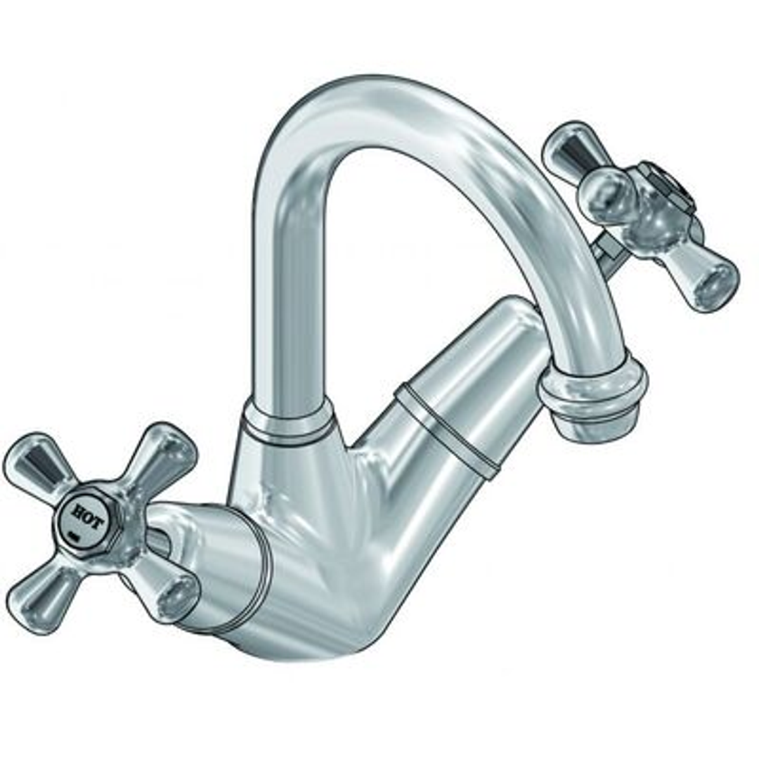 Ram Merino Twin Sink Tap Chrome White