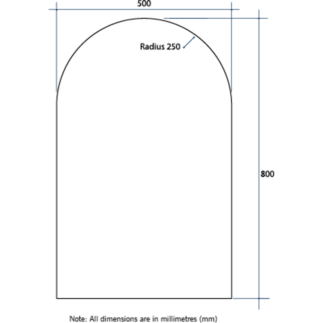 Thermogroup Aspen Polished Edge Arch Mirror 500x800mm Glue-to-Wall