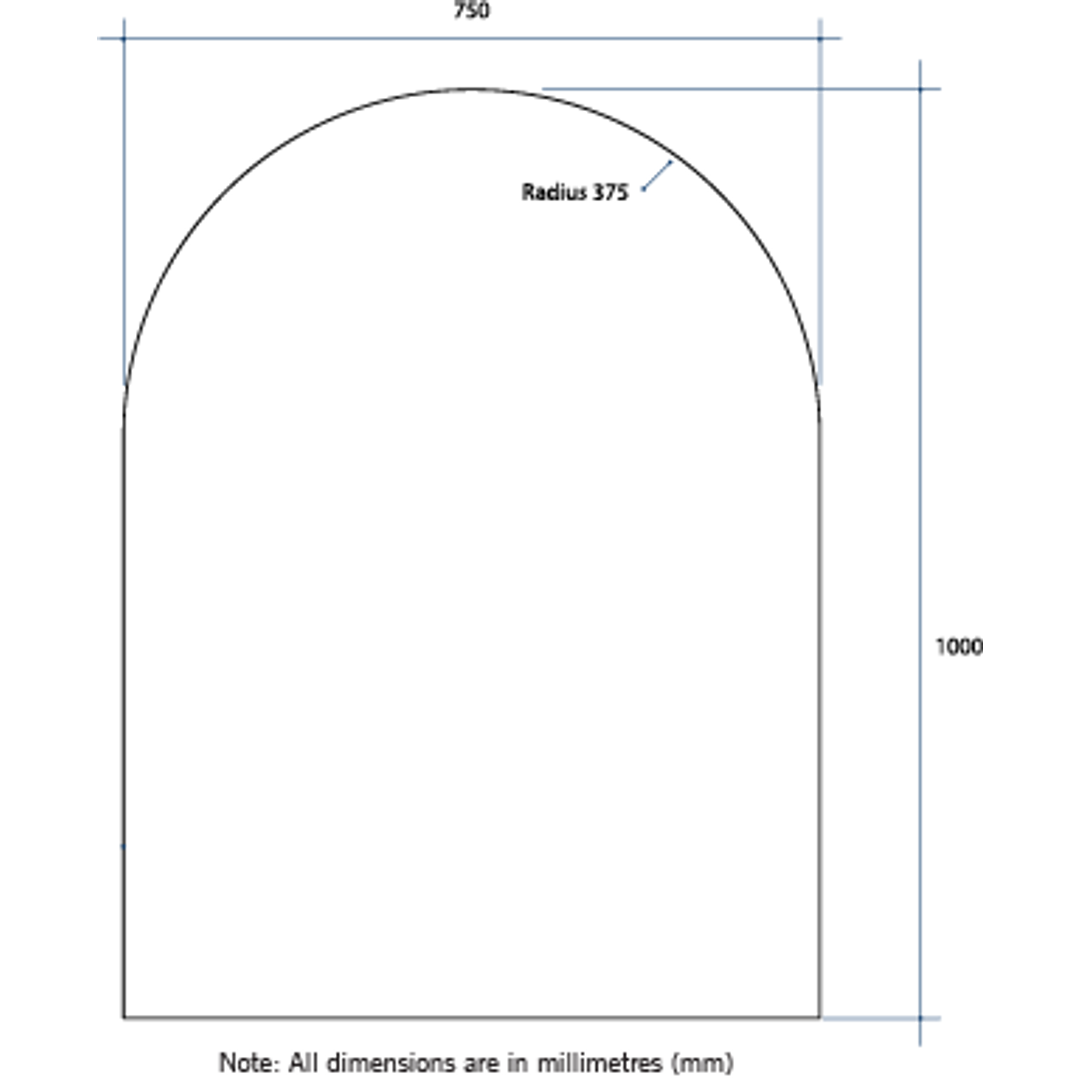 Thermogroup Aspen Polished Edge Arch Mirror 750x1000mm Glue-to-Wall and Demister