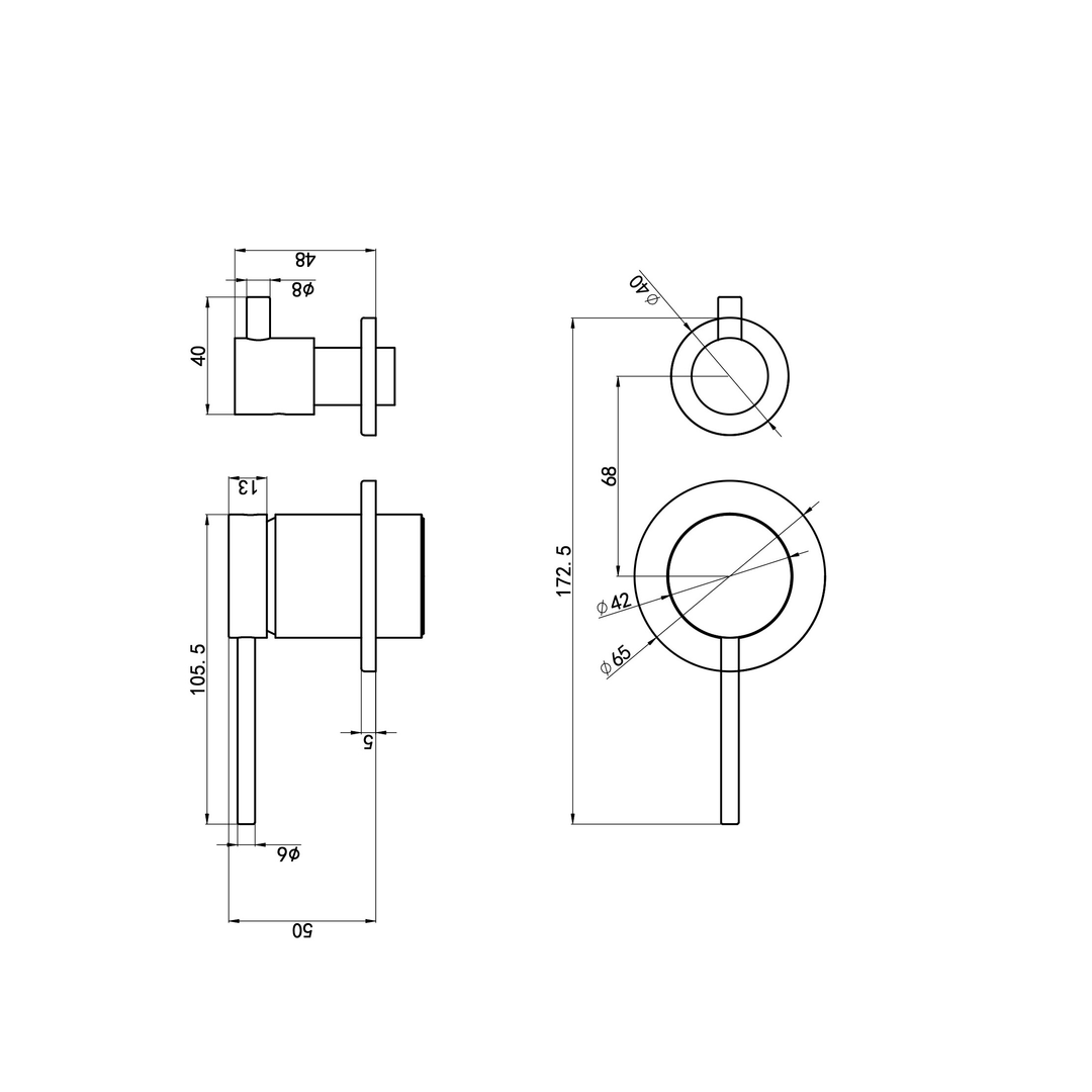 Aspire Air Shower/Bath Mixer Diverter (Separate Plate) Chrome