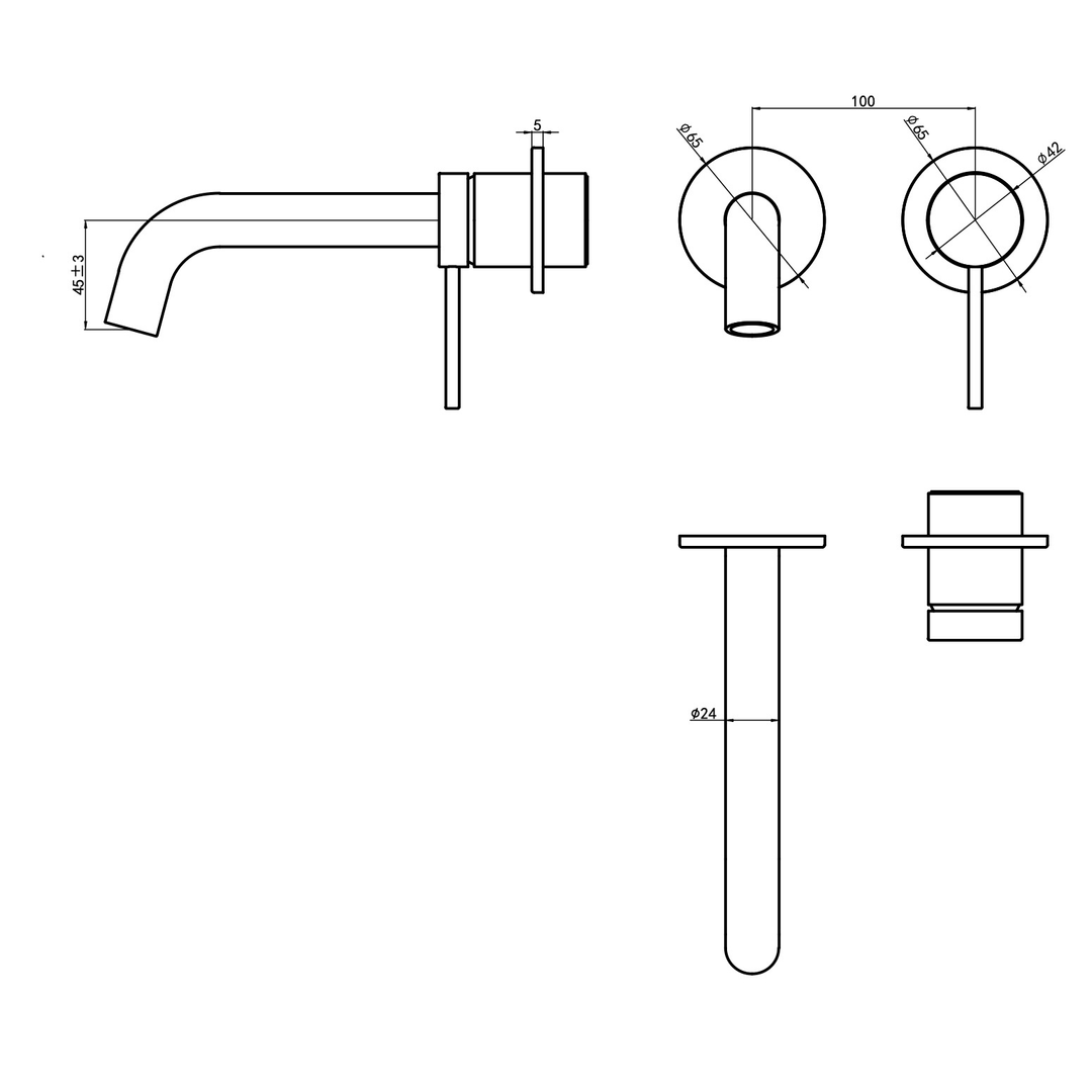 Aspire Air Wall Basin/Bath Mixer Separate Plates Chrome
