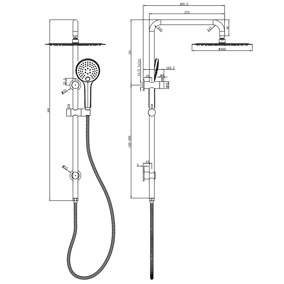 Aspire Air Shower Twinner 300Mm Head Chrome