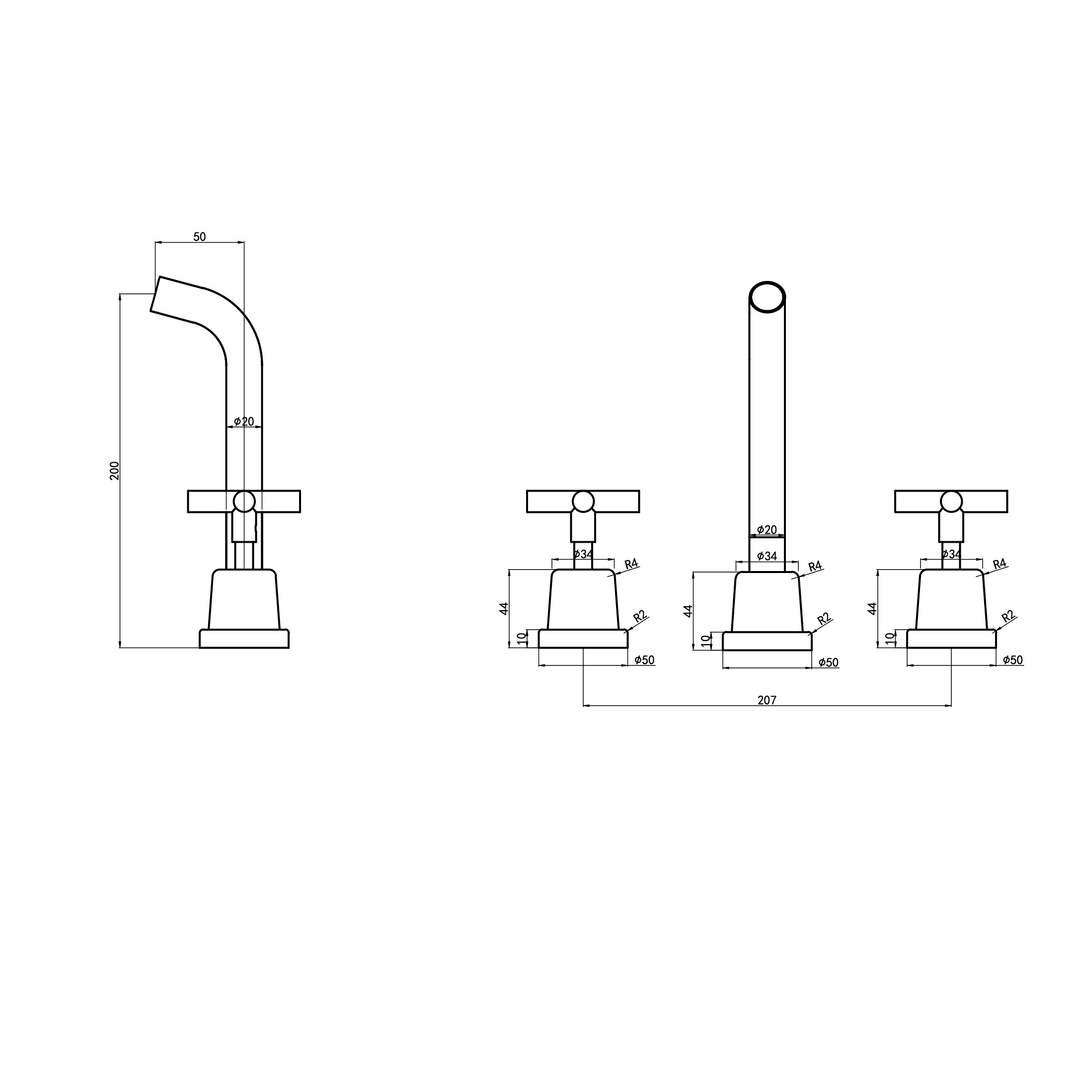 Aspire Air Cross Handle 3 Piece Basin/Bath Set Chrome