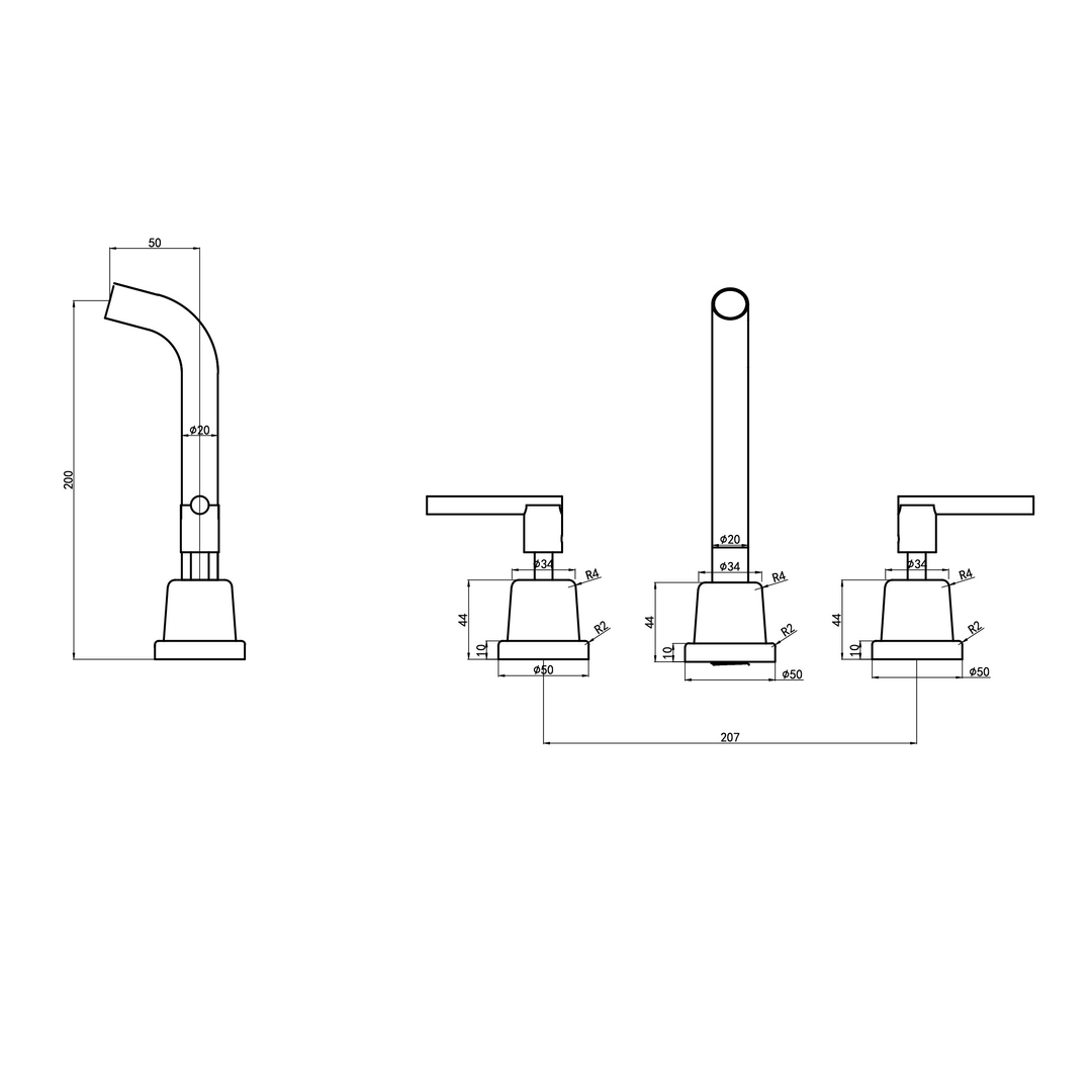 Aspire Air Lever Handle 3 Piece Basin/Bath Set Chrome