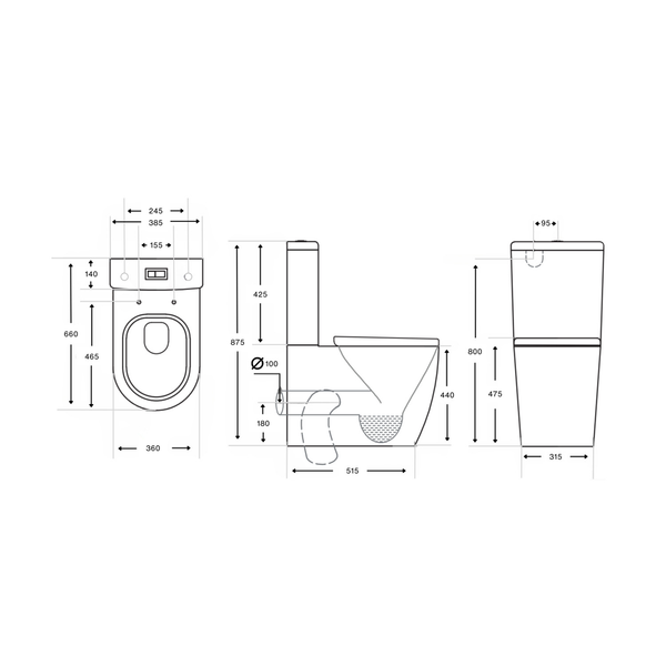 Linsol Ajax Back To Wall Ambulant Toilet Suite Chrome