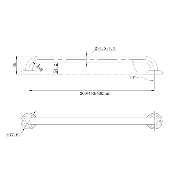 Linsol Amore Grab Rail 600Mm Straight Brushed Nickel