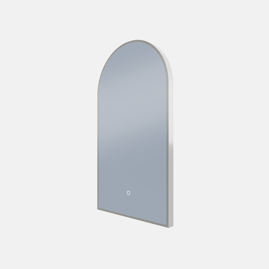 Remer A-Series Arch Backlit Mirror With Demister Brits Nickel Frame