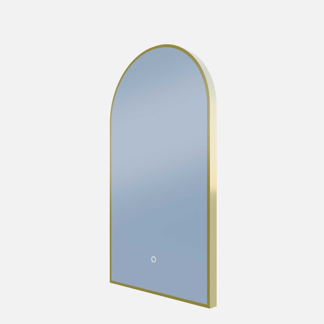 Remer A-Series Arch Backlit Mirror With Demister Nordic Gold Frame