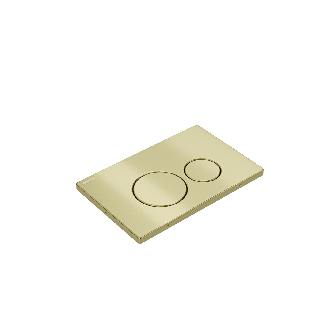 Linsol Marq Flush Plate With Round Buttons Brushed Brass