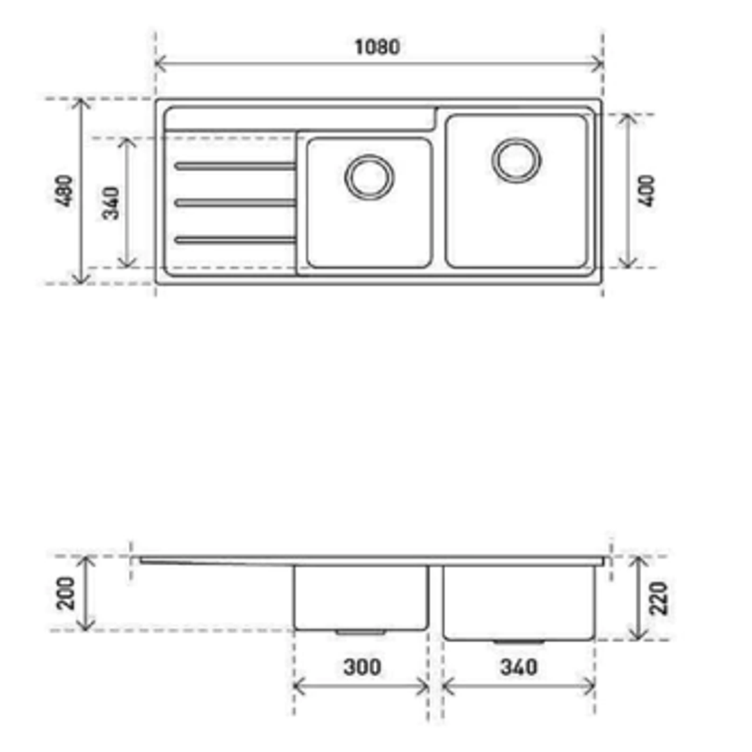 Aspire Unity 1&3/4 Rh Bowl 1080 X 480 S/Steel Sink