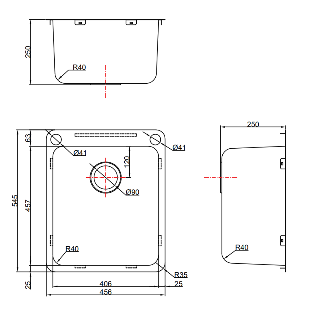 Abey Laundry Trough 45L With Dual Bypass Lk45A