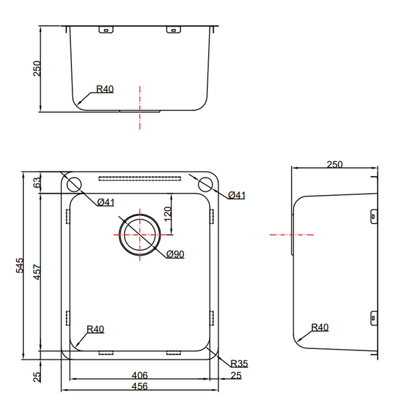 Abey Laundry Trough 45L With Dual Bypass Lk45A