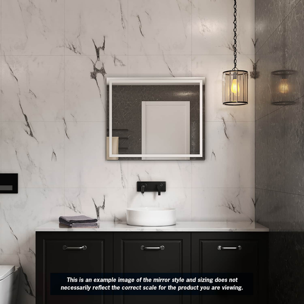 Sierra Rectangle Polished Edge Mirror & Sandblasted Border 1200X800Mm & Hangers And Demister