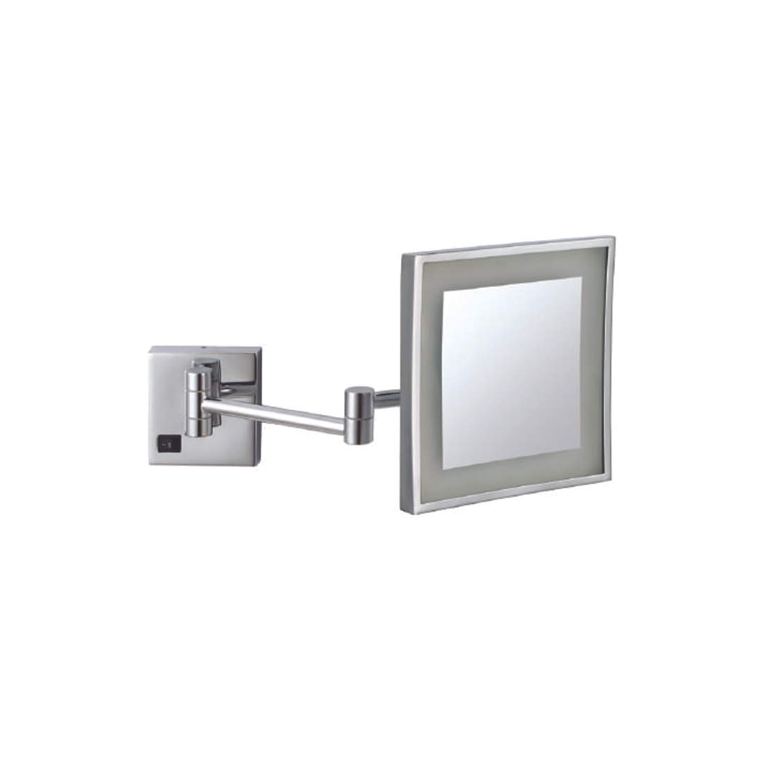 Thermogroup 3x Magnification Chrome Wall Mounted Shaving Mirror, 200x200mm with Concealed Wiring