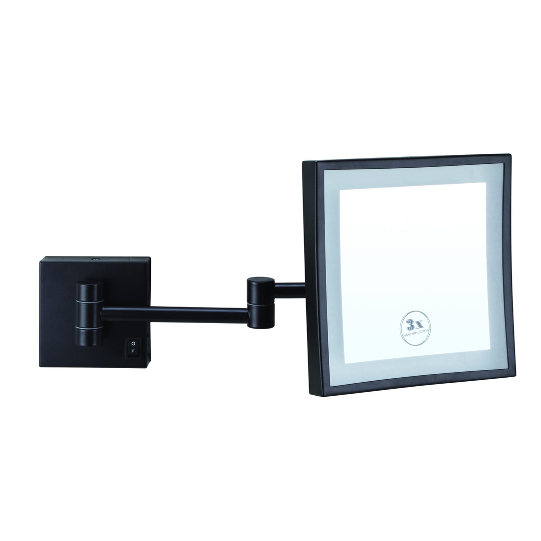 Thermogroup MATTE BLACK 3X MAGNIFICATION SHAVING MIRROR WALL MOUNTED