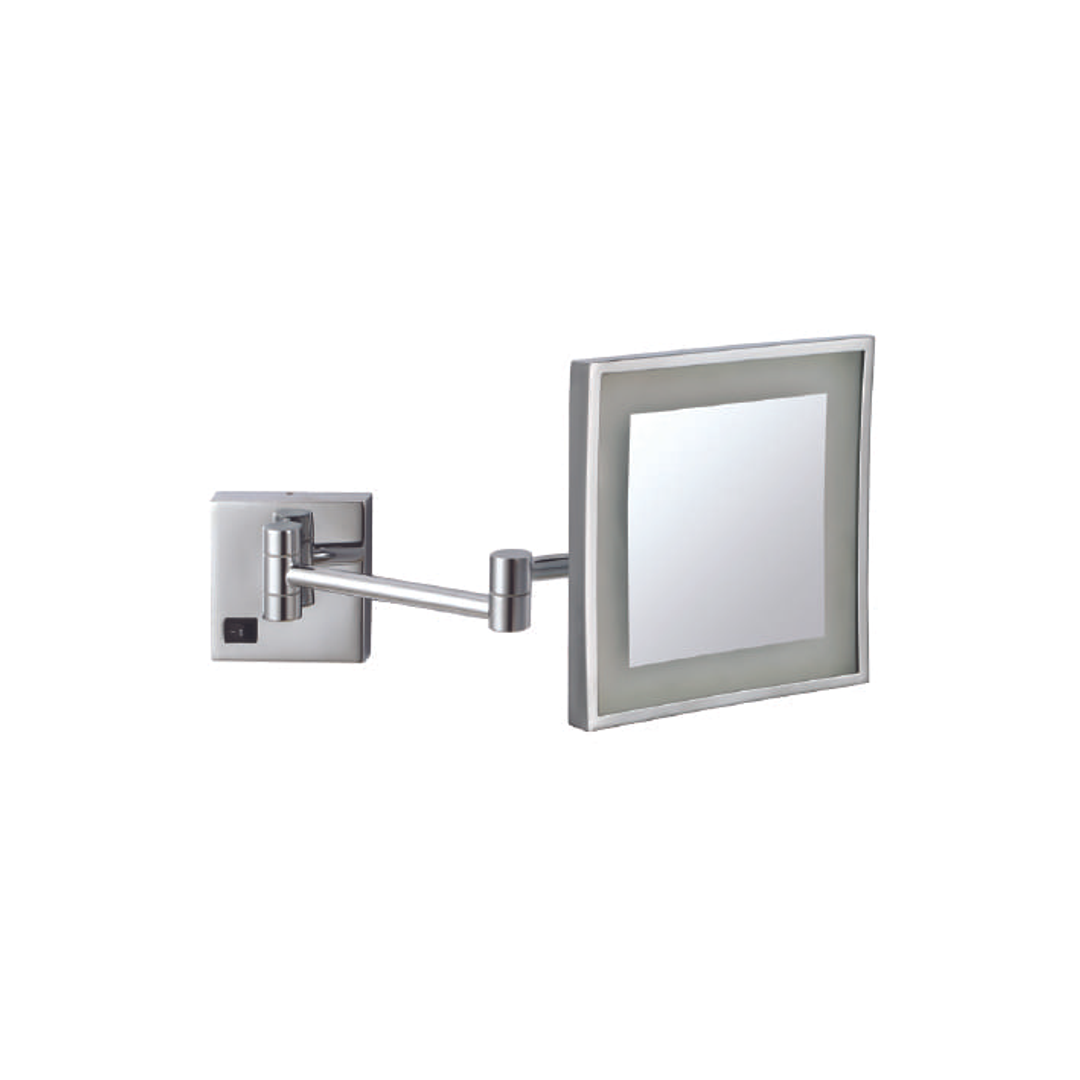 Thermogroup 3x Magnification Chrome Wall Mounted Shaving Mirror, 200x200mm with Exposed Wiring