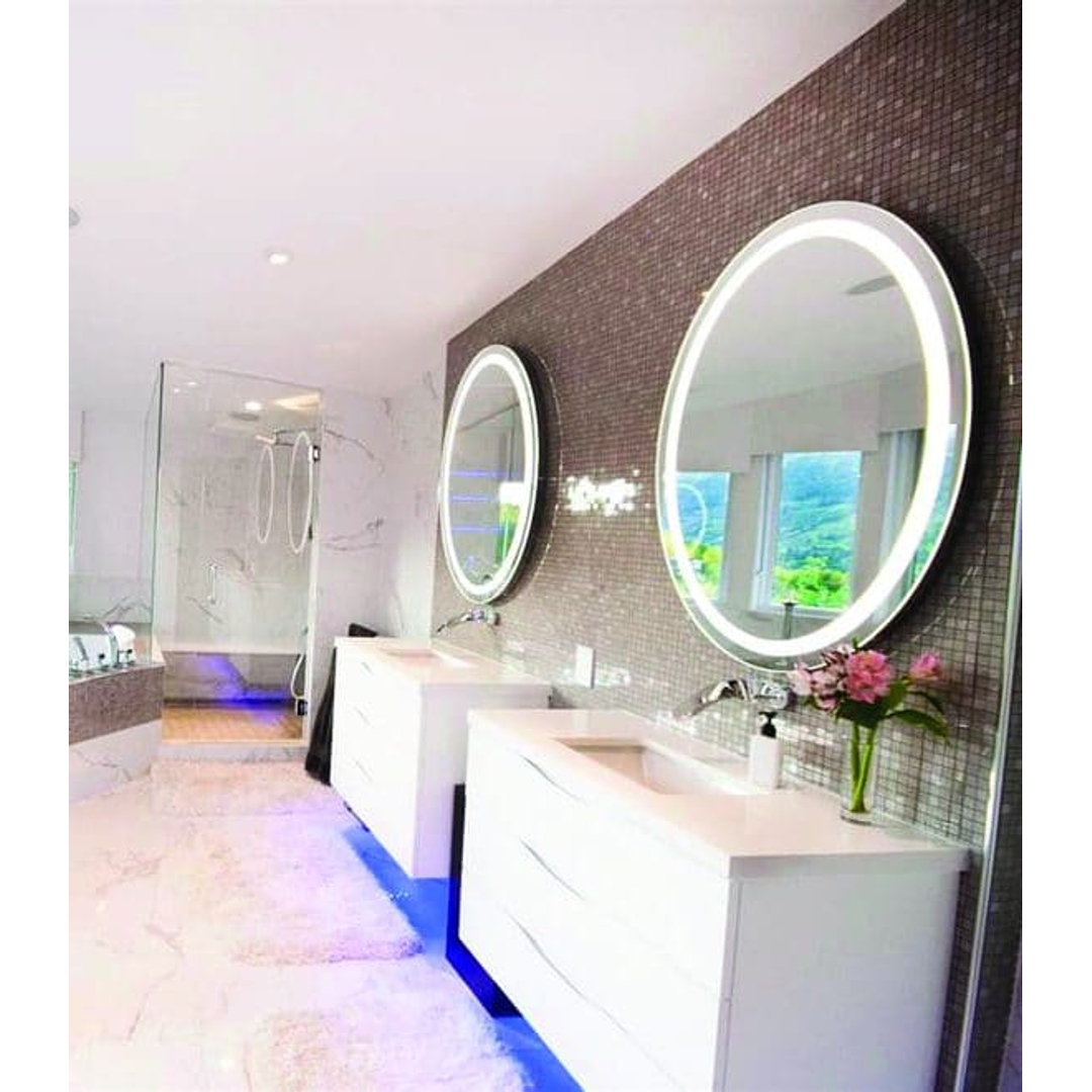 Thermogroup Backlit Round Mirror with Border Cool 610mmØ 18Watts