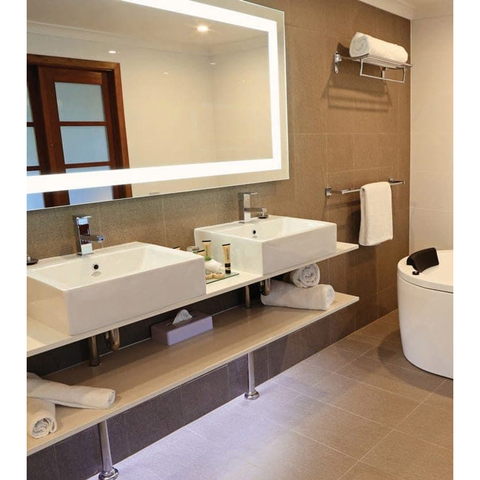 Thermogroup Backlit Rectangular Mirror with Border Cool 750x900x45mm 61Watts - Includes Mirror Demister