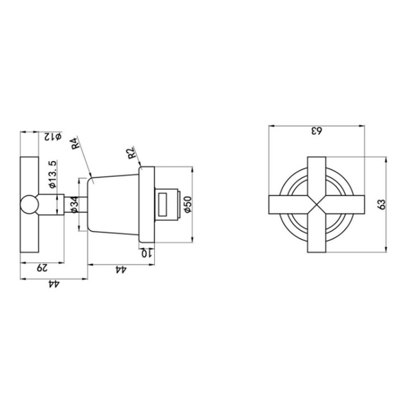 Aspire Air Cross Handle Wall Top Assemblies Chrome