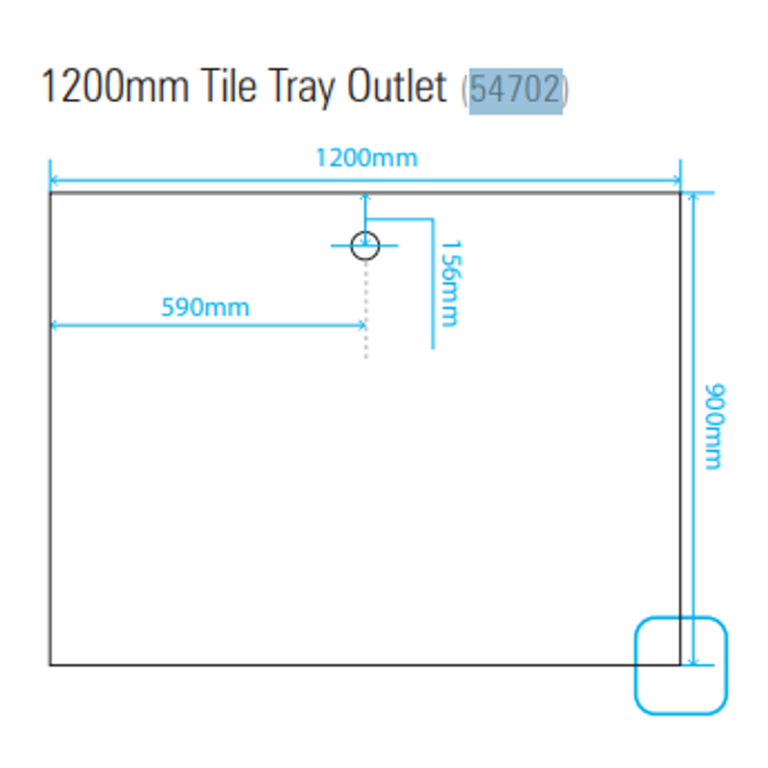 Akril Tile Tray Rear Outlet 1200mm X 900mm 54702