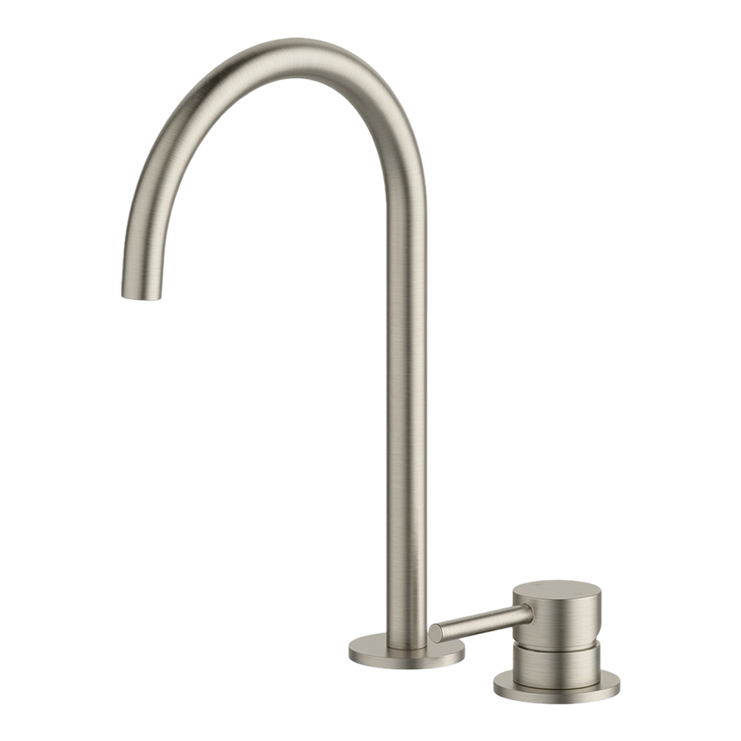 Streamline Axus Pin 2 Hole Basin Mixer 32X18Cm Fixed Arch Spout_Brushed Nickel