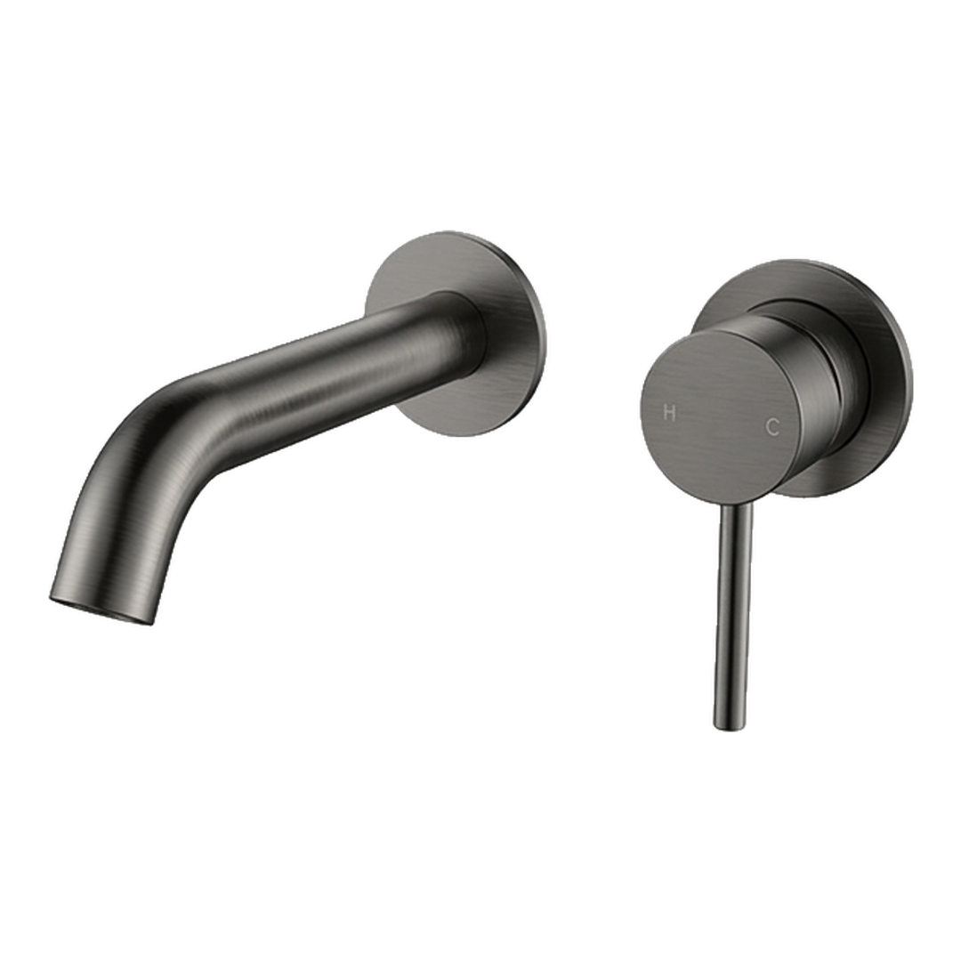 Streamline Axus Pin Wall Mount Basin/Bath Mixer 2 Plate 150Mm Spout Brushed Iron *External Only*
