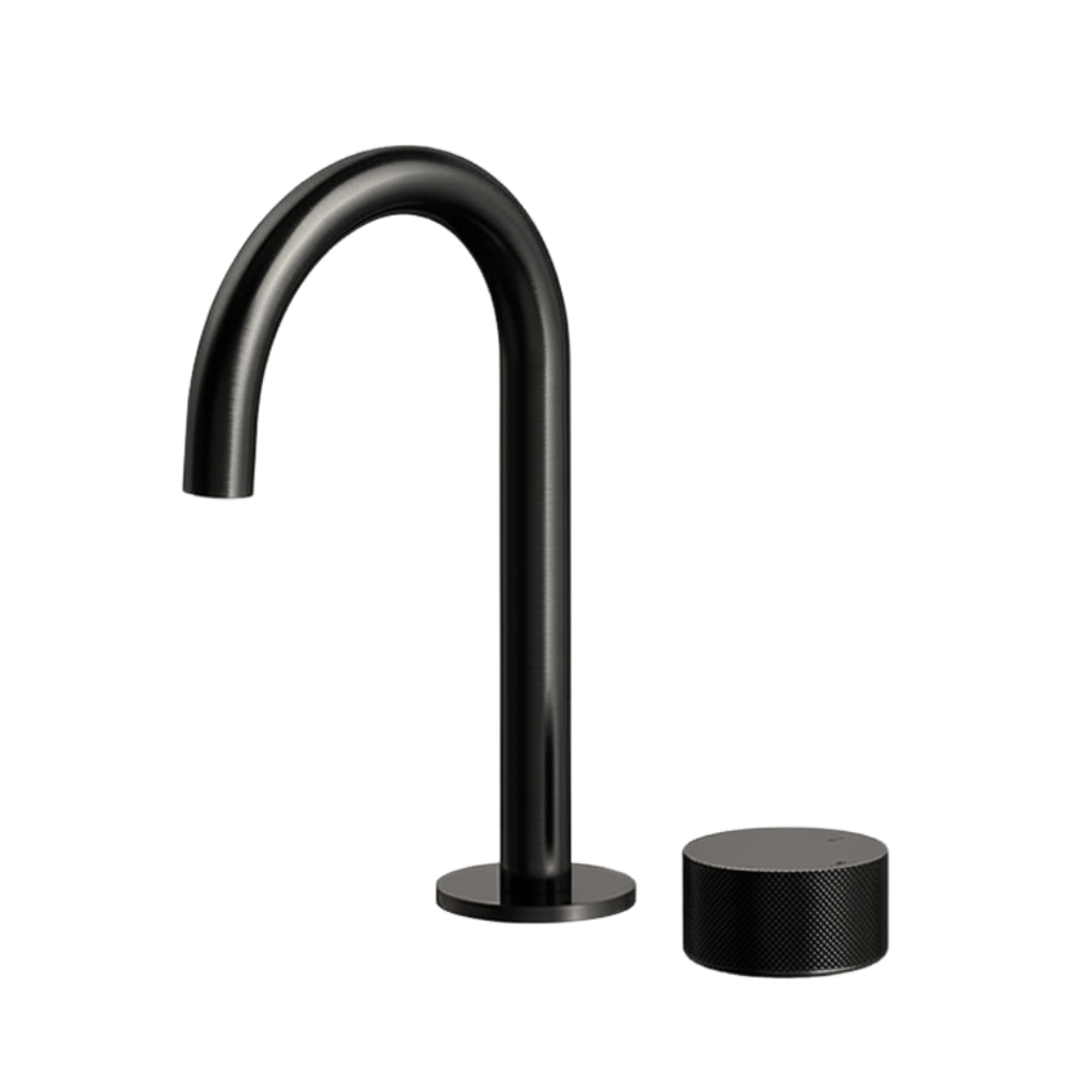 Streamline Vierra 2 Hole 227(H)X127(Proj) Fixed Arch Spout Basin Mixer Brushed Iron Pvd