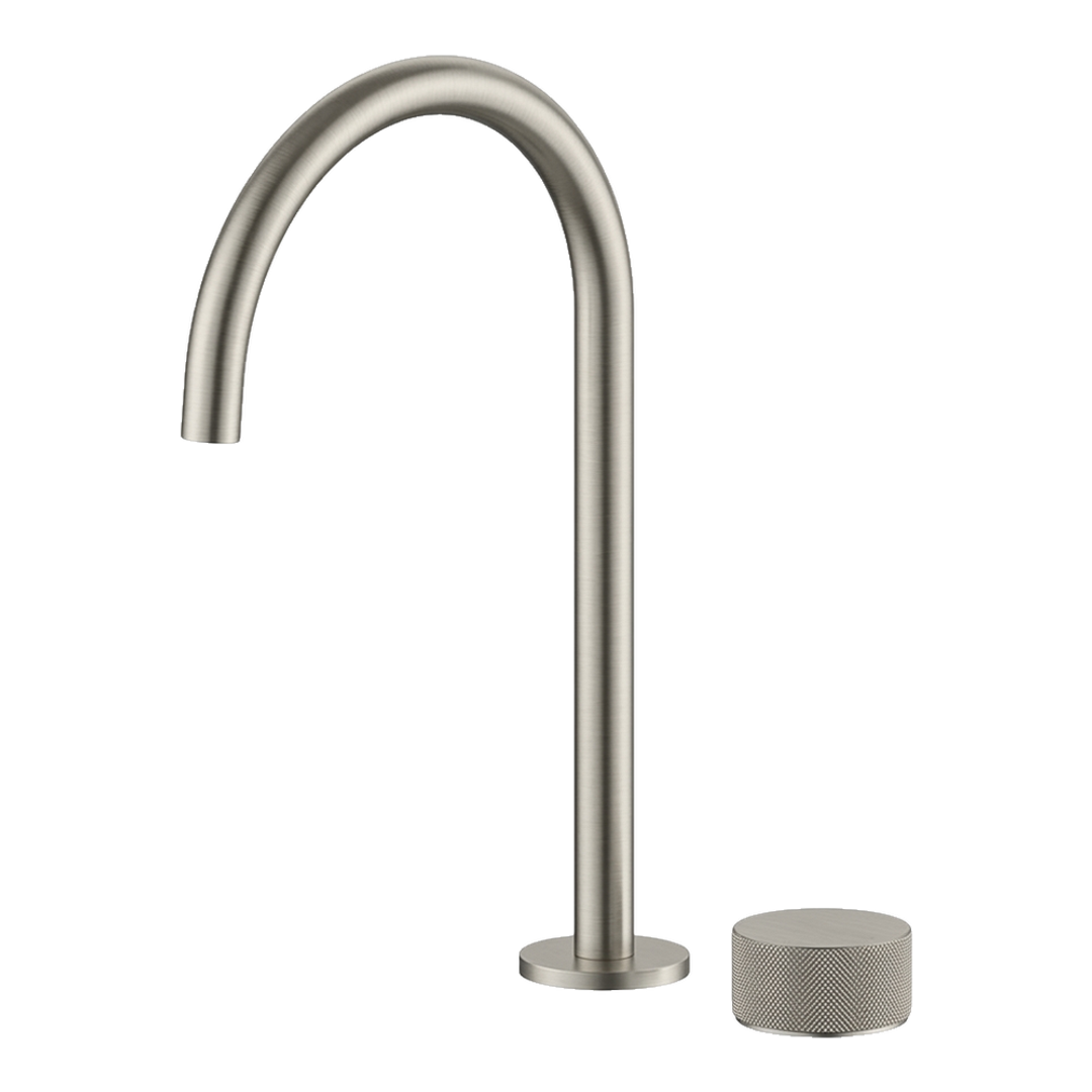 Streamline Vierra 2 Hole Fixed Arch Spout Basin Mixer Brushed Nickel