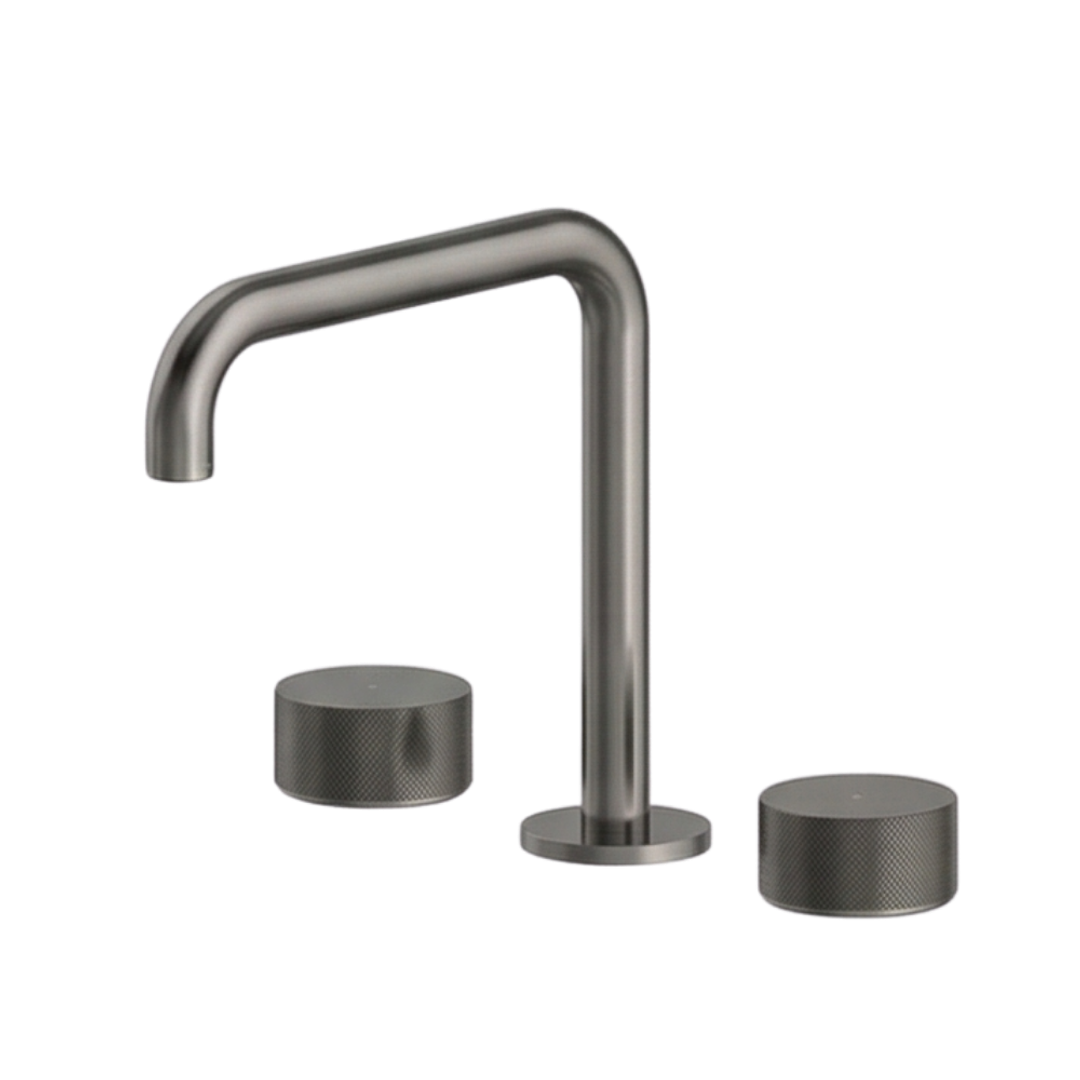 Streamline Vierra 195(H)X180(Proj) Squareline Spout Basin Set_Brushed Gun Metal Pvd