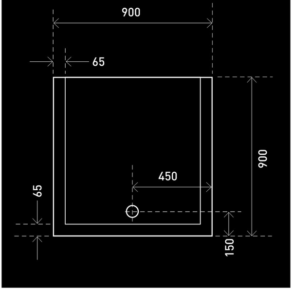Aspire Lightweight Shower Base 900X900 Smc Cntr R/Outlt White