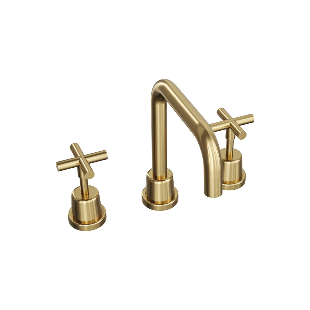 Aspire Air Cross Handle 3 Piece Basin Set Brushed Brass
