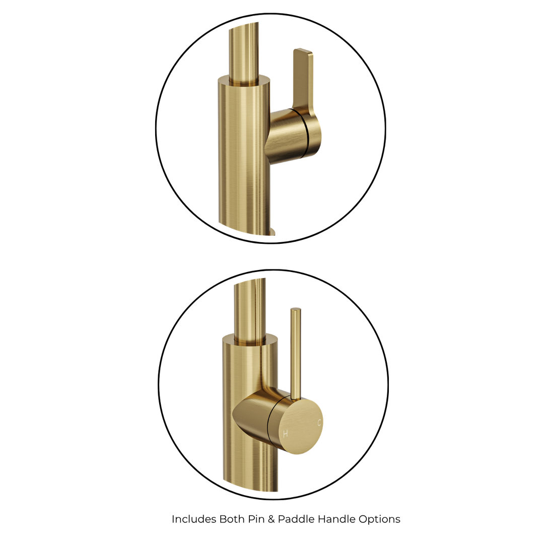 Aspire Air Pin Lever Kitchen Mixer (Non-Pullout Pin And Paddle Inc) Brushed Brass