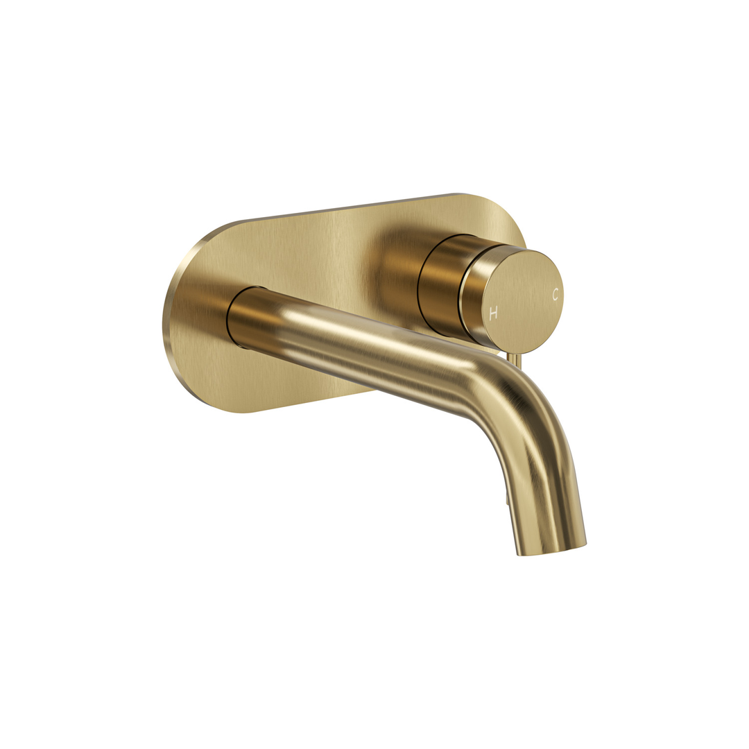 Aspire Air Wall Mixer With Spout And Plate Brushed Brass