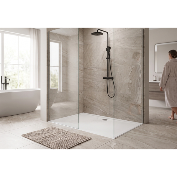 Aspire Lightweight Shower Base 1200X900 Smc Cntr R/Outlet