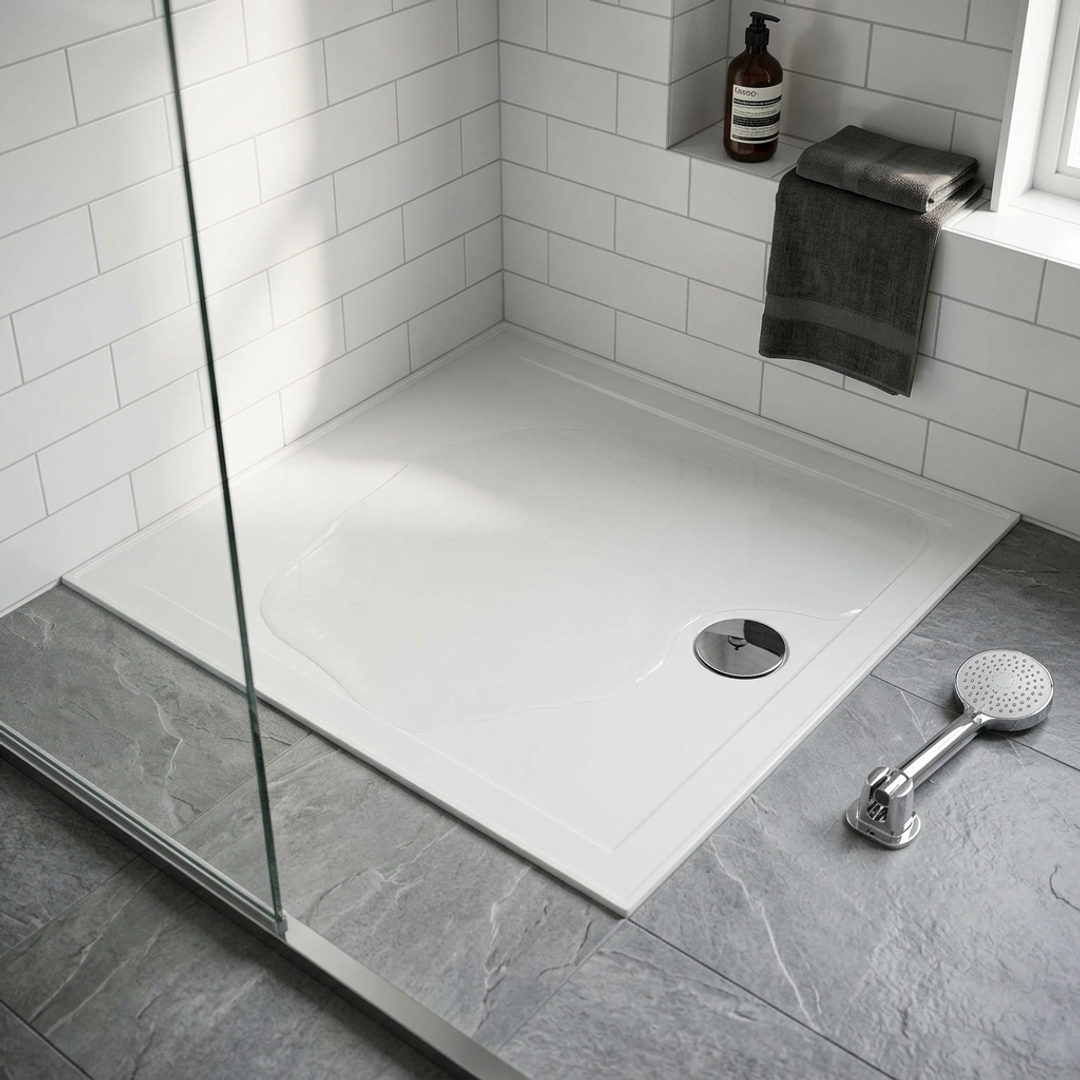 Aspire Shower Base 820 X 820 Poly Centre R/Outlet White