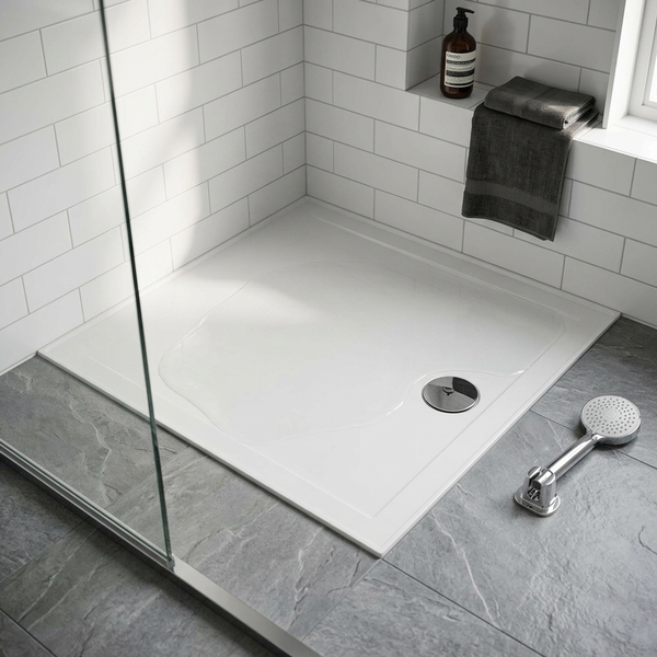 Aspire Shower Base 820 X 820 Poly Centre R/Outlet White