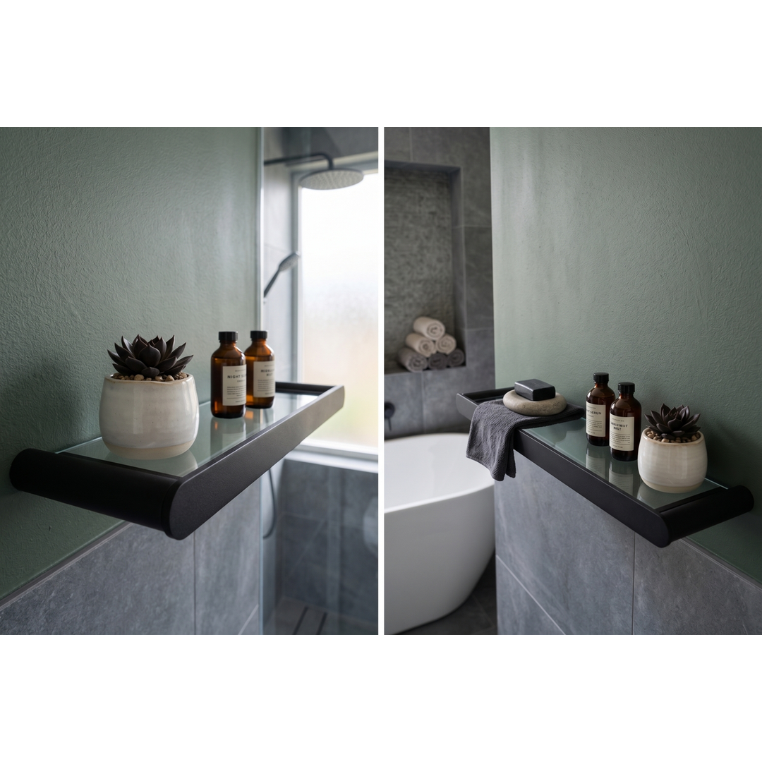 Aspire Midnight Glass Shelf Matte Black