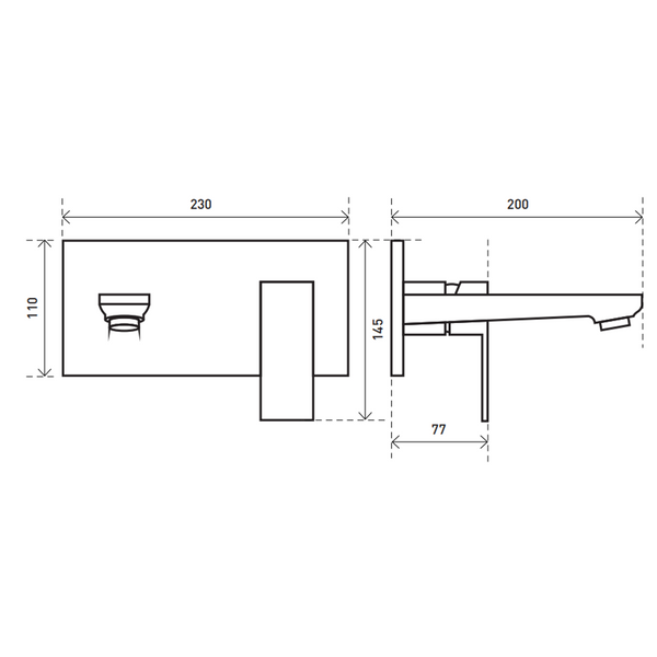 Aspire Midnight Wall Mixer W/T Spout Matte Black