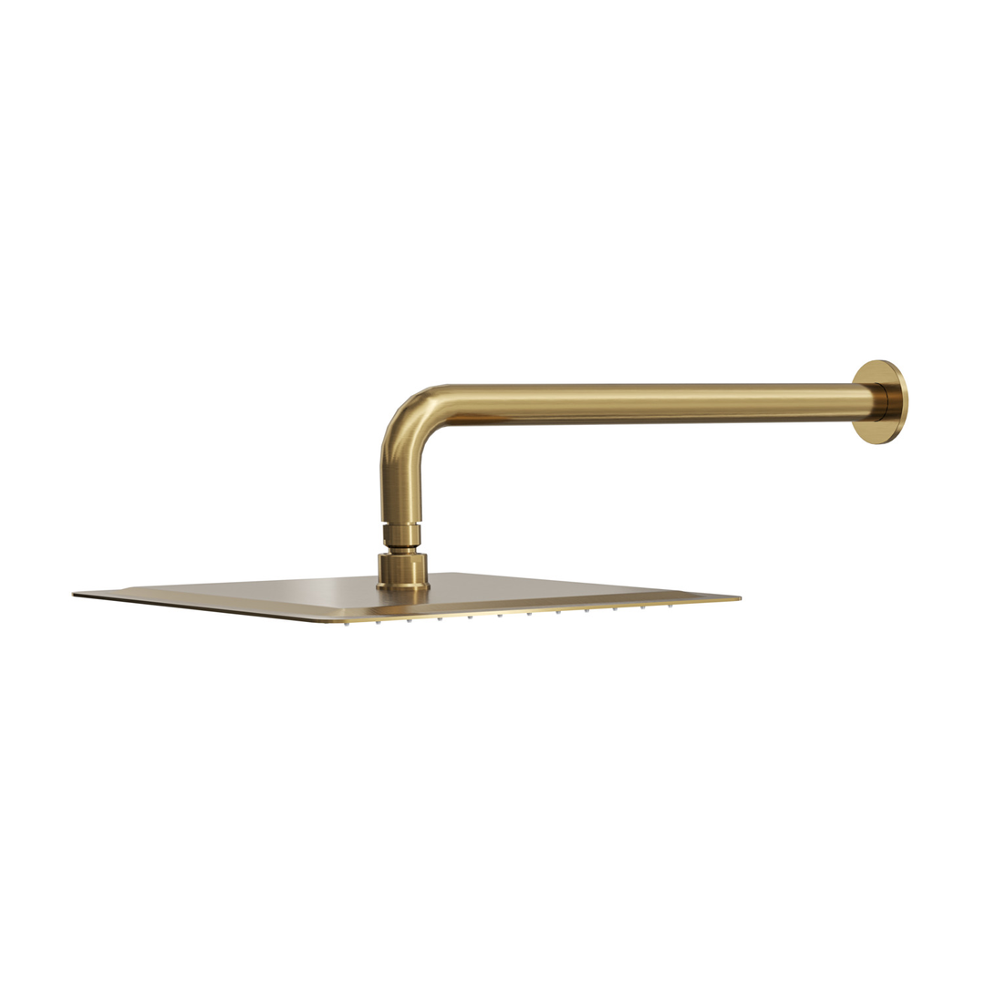 Aspire Nuovo Overhead Shower With Arm (300mm Head 400mm Arm) Brushed Brass