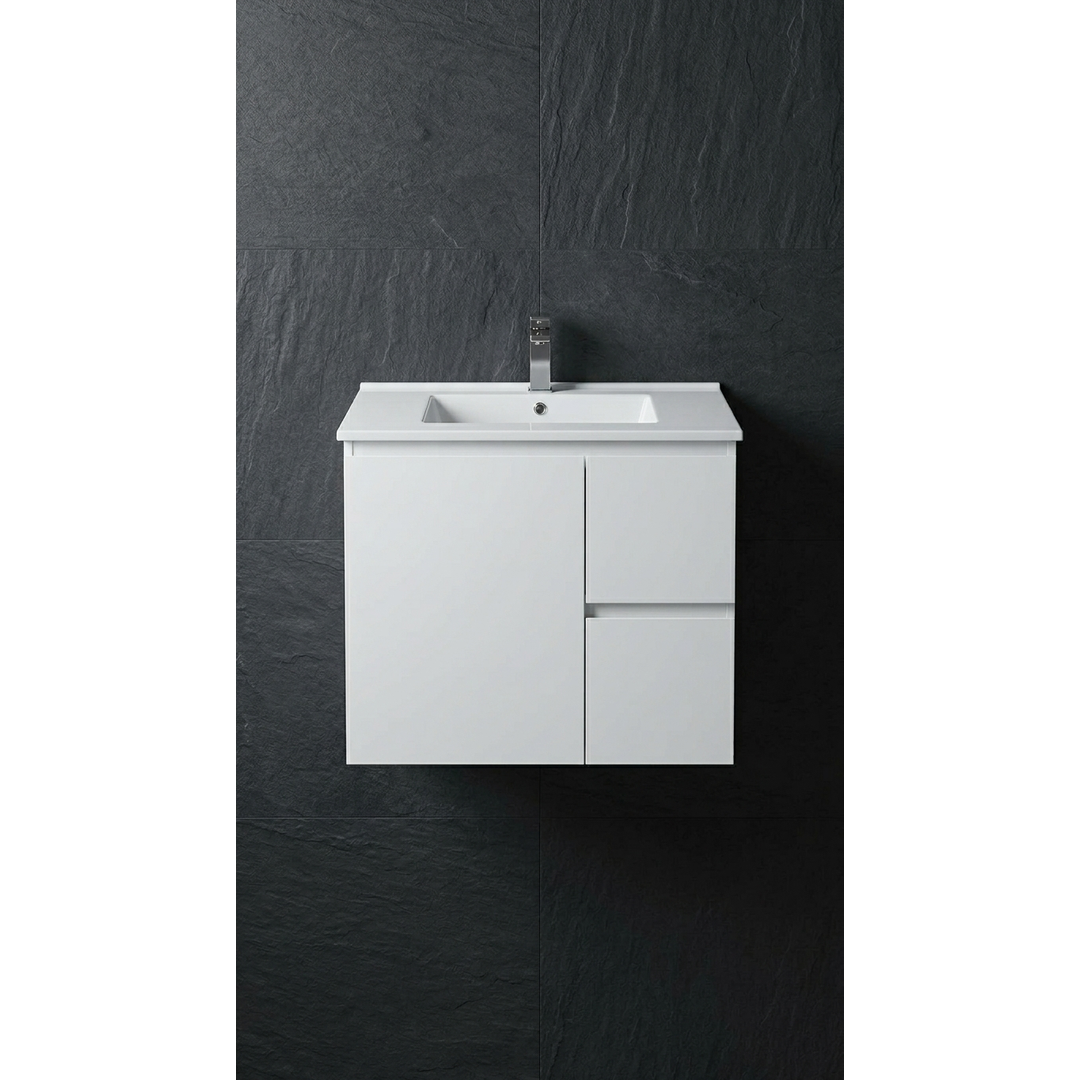 Aspire Unity II 750 Vanity 1 Tap Hole W/Hung C/W Sq Ceramic Top White