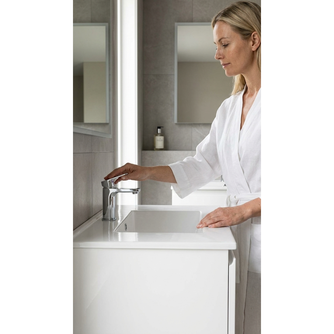 Aspire Unity II 750 Vanity 1 Tap Hole W/Hung C/W Sq Ceramic Top White