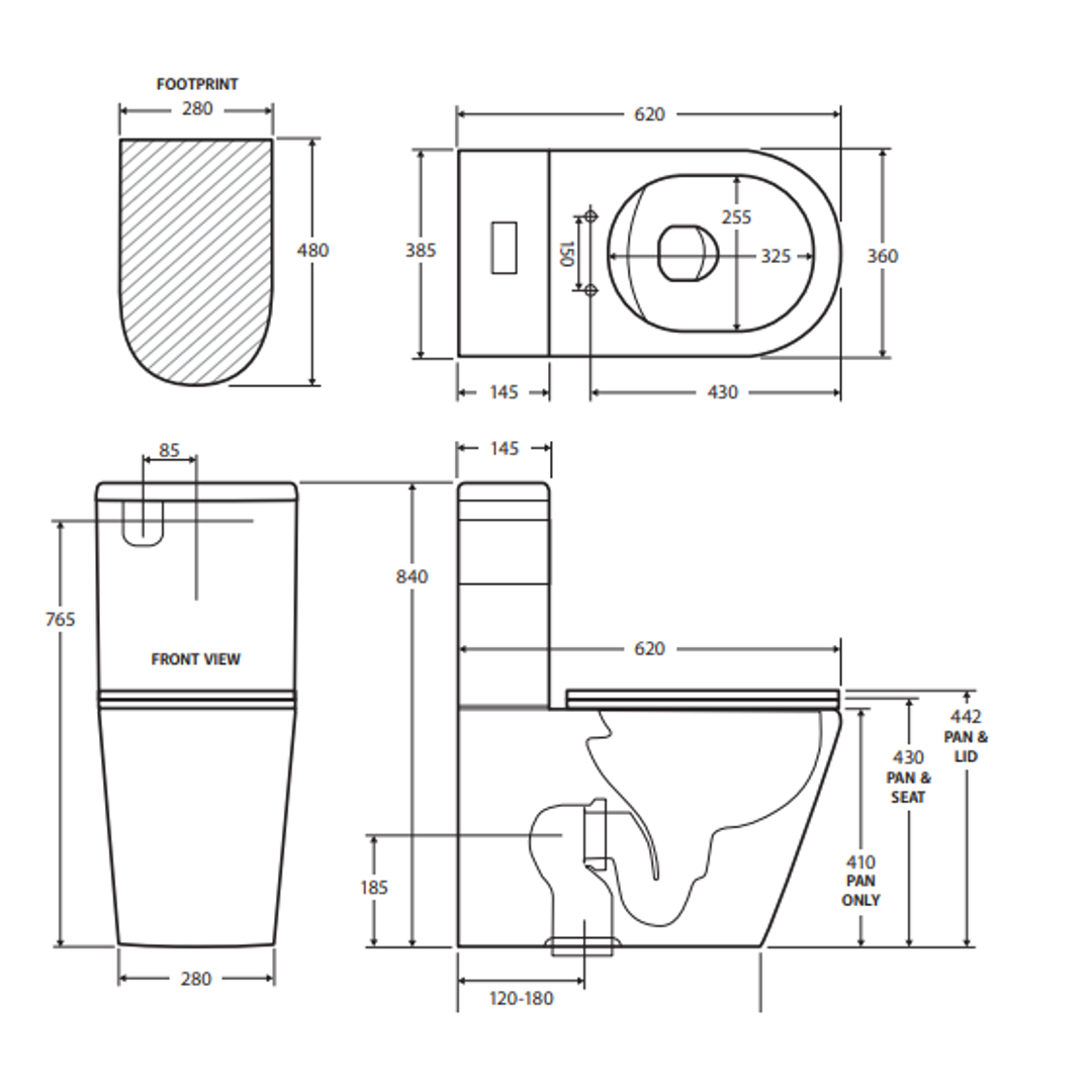 Aspire Urban II Back to Wall Toilet Suite Soft Close Seat