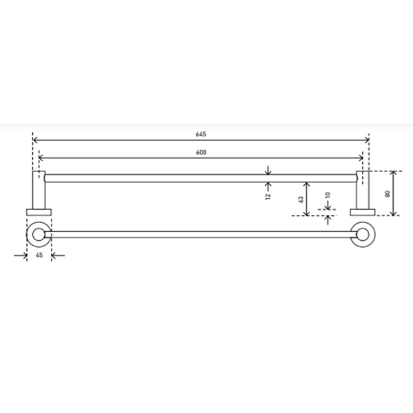 Aspire Within 600mm Single Towel Rail Matte Black