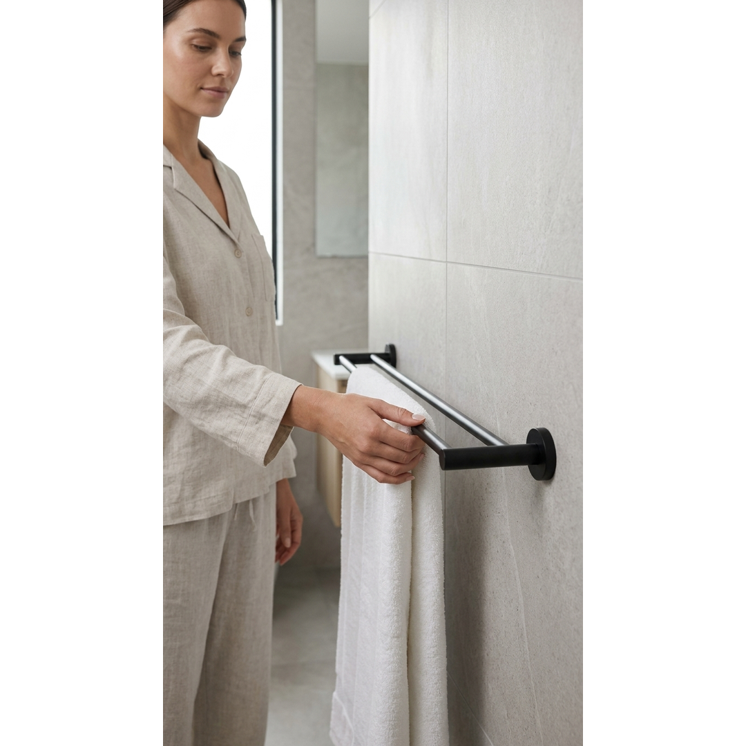 Aspire Within 750Mm Double Towel Rail Matte Black