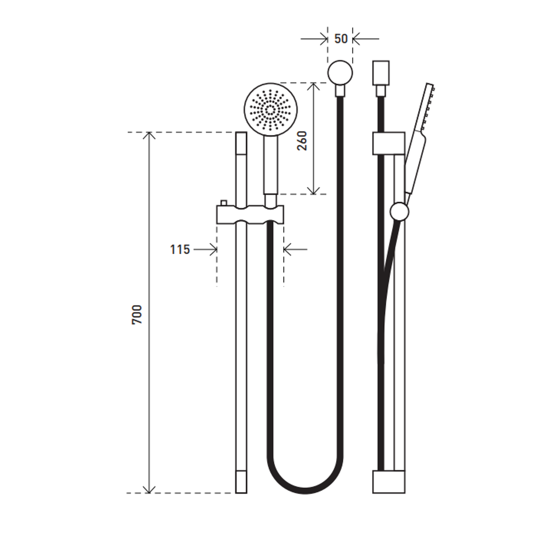 Aspire Within Shower Rail Shower Round Matte Black